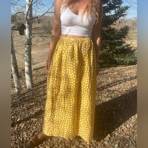 Handmade cotton yellow polka dot skirt